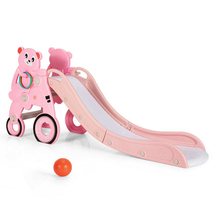 Toboggan pliable 4 en 1 pour tout-petits, avec cerceau, rose, 50 kg