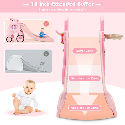 Toboggan pliable 4 en 1 pour tout-petits, avec cerceau, rose, 50 kg