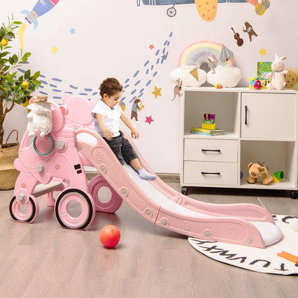 Toboggan pliable 4 en 1 pour tout-petits, avec cerceau, rose, 50 kg