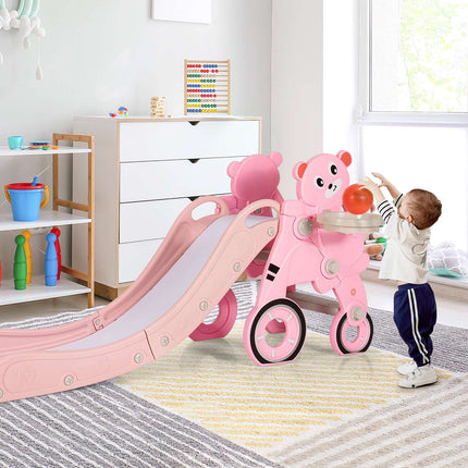 Toboggan pliable 4 en 1 pour tout-petits, avec cerceau, rose, 50 kg