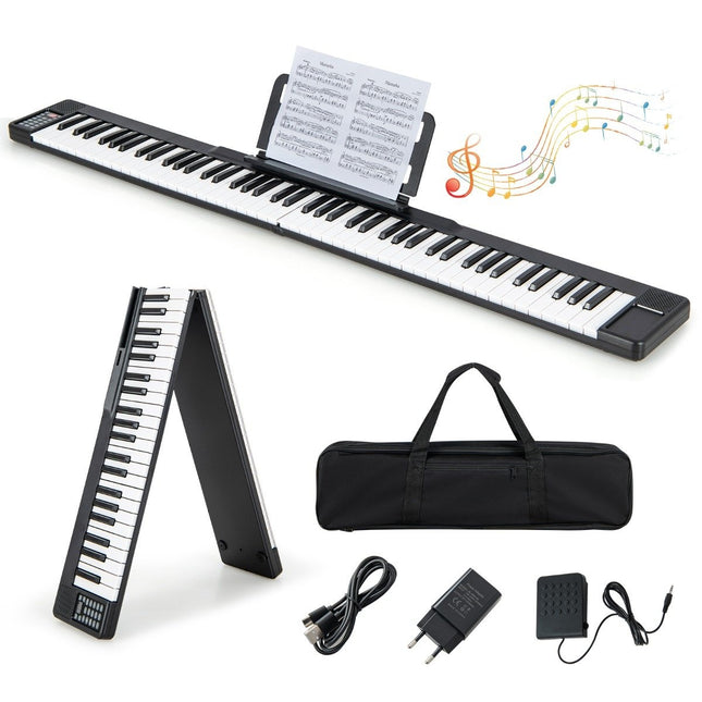 Clavier électrique piano numérique pliable 88 touches 137 x 16,5 x 5 cm noir + blanc