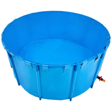 Foldable Above-Ground Fish Pond Tank, 1200 Gal, Drain Valve