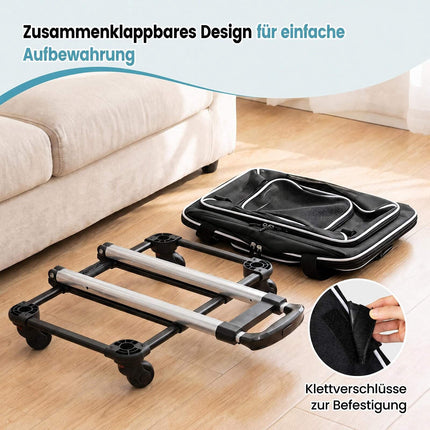 Sac de transport pliable pour animaux de compagnie, homologué pour le transport aérien, avec roulettes, noir