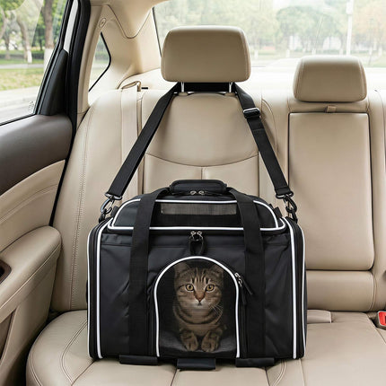 Sac de transport pliable pour animaux de compagnie, homologué pour le transport aérien, avec roulettes, noir