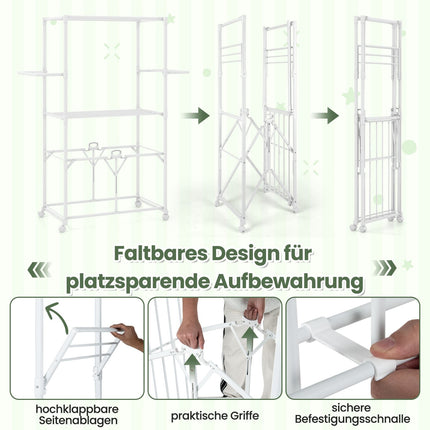 Étendoir à linge pliable en aluminium avec roulettes
