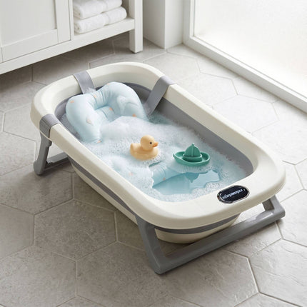 Faltbare Babybadewanne mit Kissen, Creme/Grau
