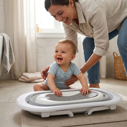 Faltbare Babywanne mit Einsatz, temperatursensitivem Stöpsel