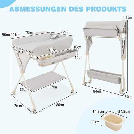 Table à langer pliable avec rangement et lavabo
