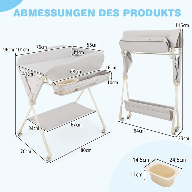 Table à langer pliable avec rangement et lavabo