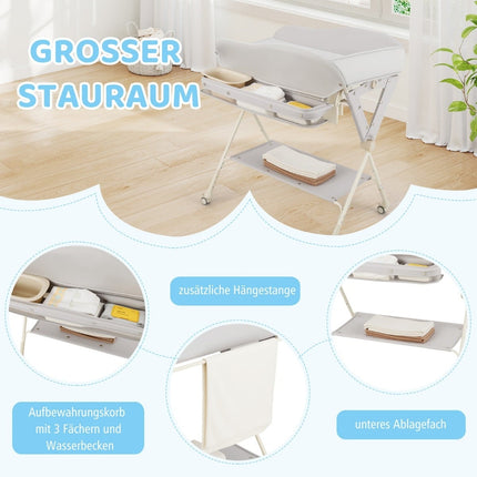 Table à langer pliable avec rangement et lavabo