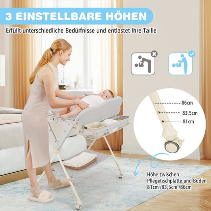 Table à langer pliable avec rangement et lavabo
