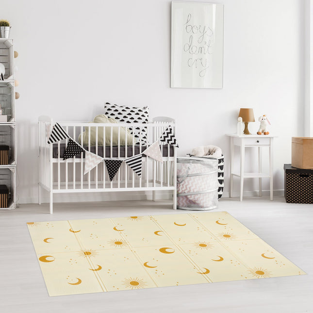Tapis de jeu pliable pour bébé - Motif soleils et lunes