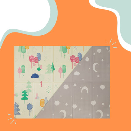 Faltbare Baby-Spielmatte – Design Sonne und Monde