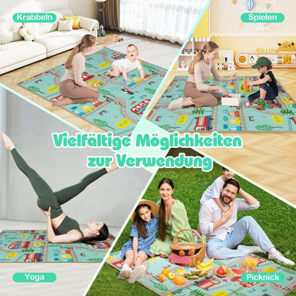 Tapis d'éveil pliable pour bébé, mousse XPE, double face, 178 x 148 cm