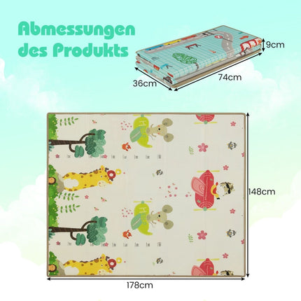Tapis d'éveil pliable pour bébé, mousse XPE, double face, 178 x 148 cm