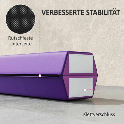 Poutre d'équilibre pliable, 236 cm, antidérapante, violet/rose