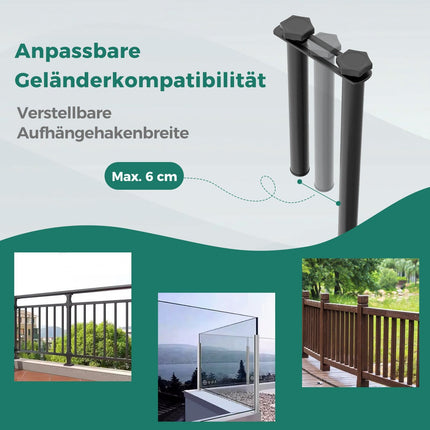 Klappbarer Balkontisch – Einhängetisch aus Metall, Schwarz