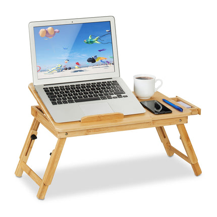 Support pliable en bambou pour ordinateur portable - Table de chevet réglable