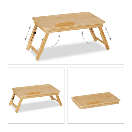 Support pliable en bambou pour ordinateur portable - Table de chevet réglable