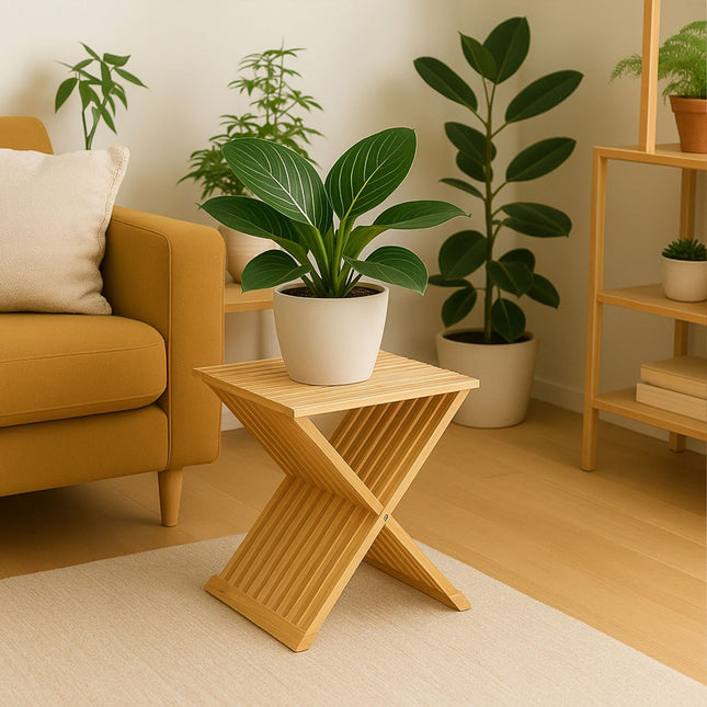 Support pliable en bambou pour plantes - Tabouret d'exposition multi-usage