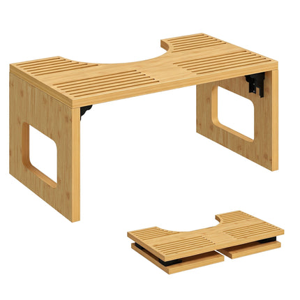 Tabouret de toilette pliable en bambou, antidérapant, finition chêne