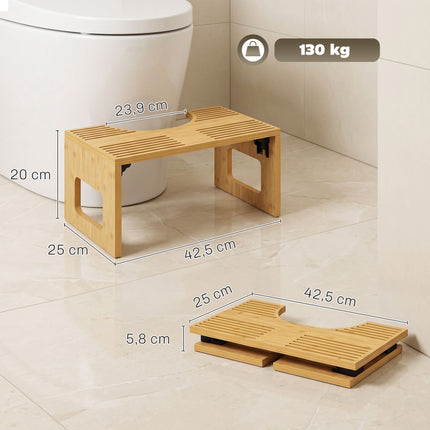 Tabouret de toilette pliable en bambou, antidérapant, finition chêne