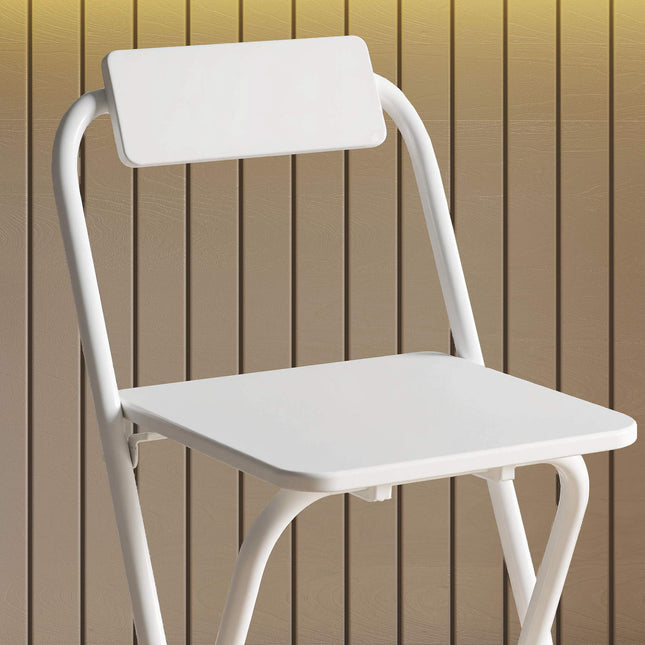 Ensemble de 2 tabourets de bar pliables avec structure en acier, blancs