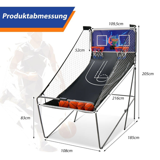 Jeu d'arcade de basketball pliable avec 2 paniers et score électronique.