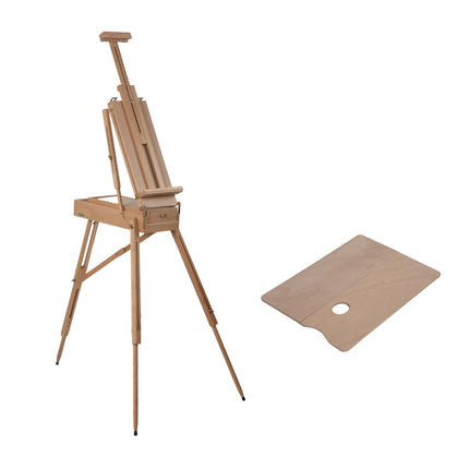Chevalet pliable en bois de hêtre avec tiroir et palette