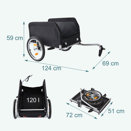 Remorque cargo pliable pour vélo avec housse imperméable