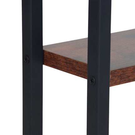 Table d'appoint pliable en forme de C, aspect bois, cadre noir