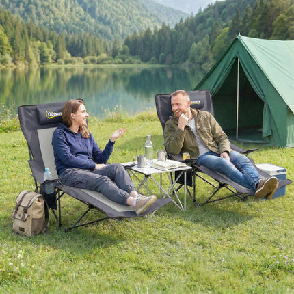 Faltbares Campingstuhl-Set mit verstellbarer Rückenlehne und Fußstütze