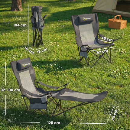 Faltbares Campingstuhl-Set mit verstellbarer Rückenlehne und Fußstütze