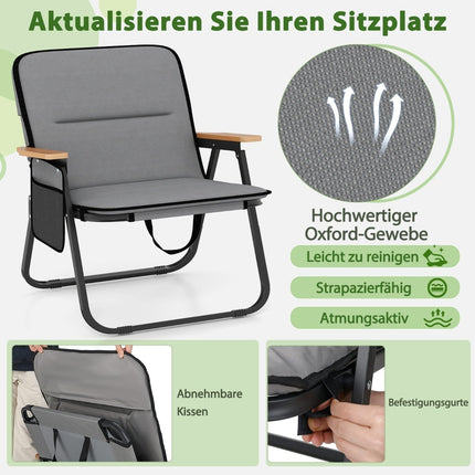 Klappbares Campingstuhl-Set mit Kissen und Seitentasche