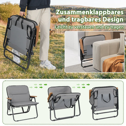 Klappbares Campingstuhl-Set mit Kissen und Seitentasche