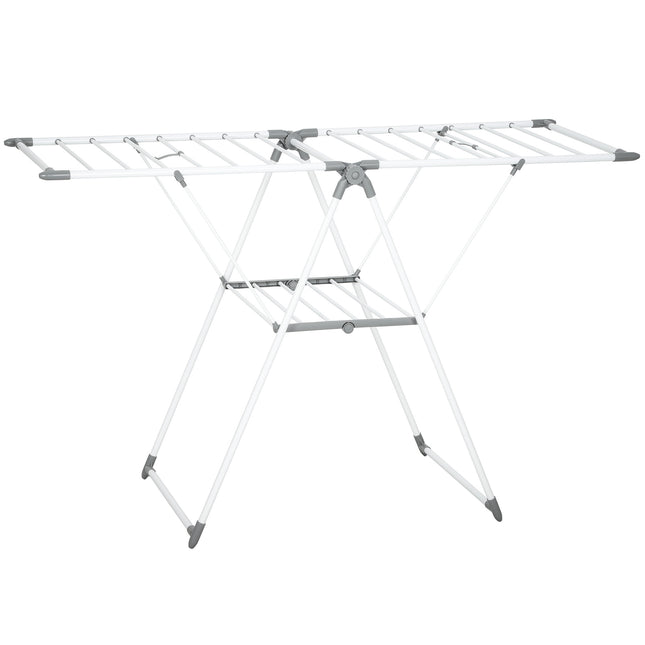 Étendoir à linge pliable, 2 niveaux, ailettes réglables, métal