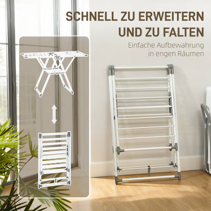 Faltbarer Wäscheständer, 2-stufig, mit verstellbaren Flügeln, Metall