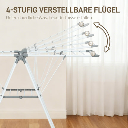 Faltbarer Wäscheständer, 2-stufig, mit verstellbaren Flügeln, Metall