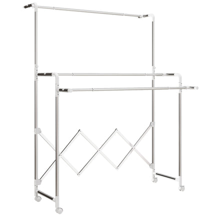 Étendoir à linge pliable, 3 barres réglables, acier inoxydable