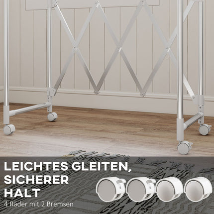 Étendoir à linge pliable, 3 barres réglables, acier inoxydable