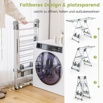 Séchoir à linge pliable, hauteur réglable, 21 tiges