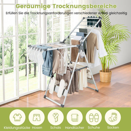 Séchoir à linge pliable, hauteur réglable, 21 tiges