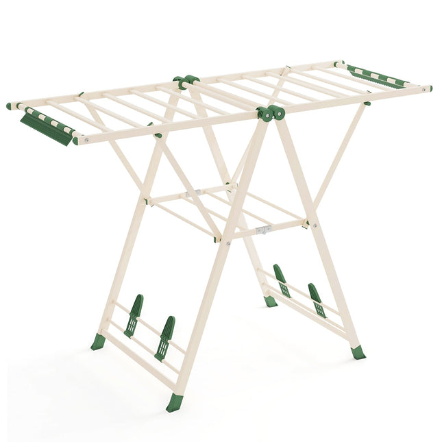 Étendoir à linge pliable avec ailes réglables, beige