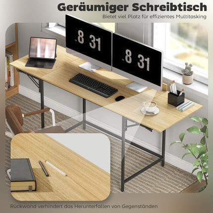 Bureau d'ordinateur pliable avec 2 panneaux extensibles, chêne/noir