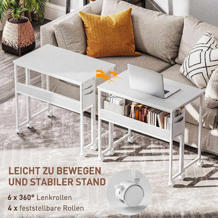 Bureau pliable avec étagère, blanc, profondeur 50-21 cm