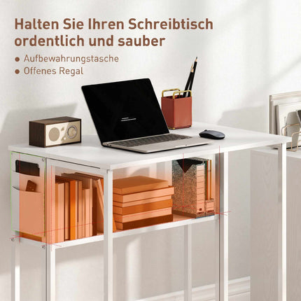 Bureau pliable avec étagère, blanc, profondeur 50-21 cm
