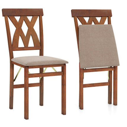 Set klappbarer Esszimmerstühle, gepolsterte Sitzfläche, Braun, 2er-Pack