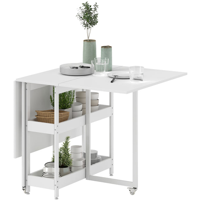 Table de salle à manger pliante, style industriel, 4 couverts, blanche