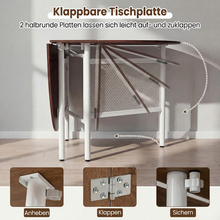 Klappbarer Esstisch für 6-8 Personen, platzsparendes ovales Design