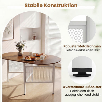 Klappbarer Esstisch für 6-8 Personen, platzsparendes ovales Design